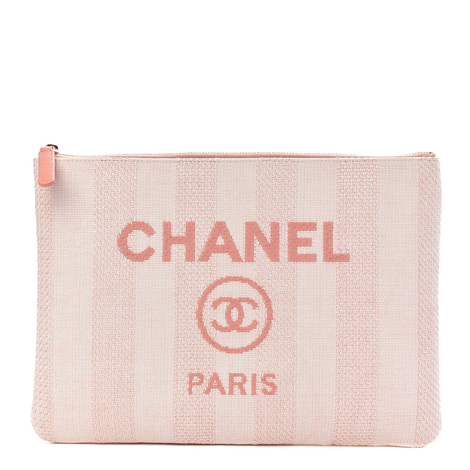 Chanel Mixed Fibers Striped Deauville Cosmetic Pouch Light Pink 1 of 8