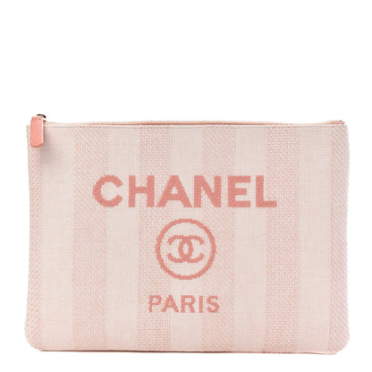Chanel Mixed Fibers Striped Deauville Cosmetic Pouch Light Pink 1 of 8