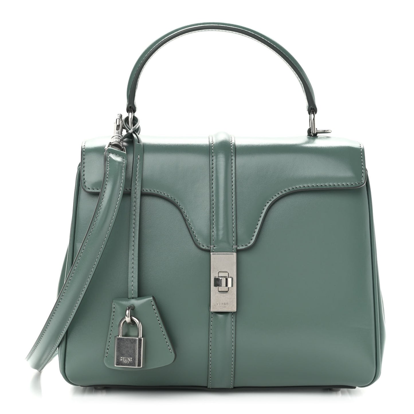 Satinated Calfskin Small 16 Top Handle Bag Celadon
