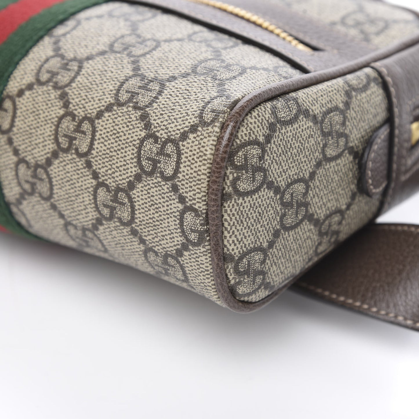 GG Supreme Monogram Web Small Ophidia Belt Bag 95 38 Dark Brown