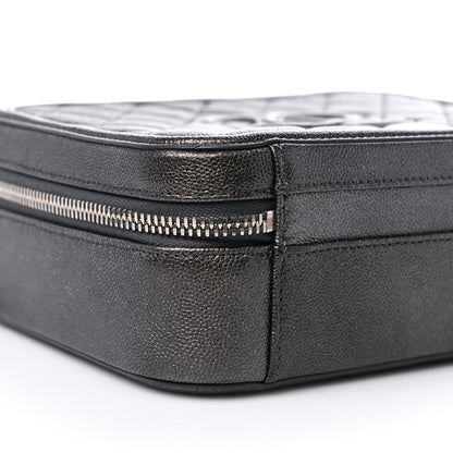 Chanel Metallic Caviar Quilted Medium CC Filigree Vanity Case Dark Silver 9 of 10