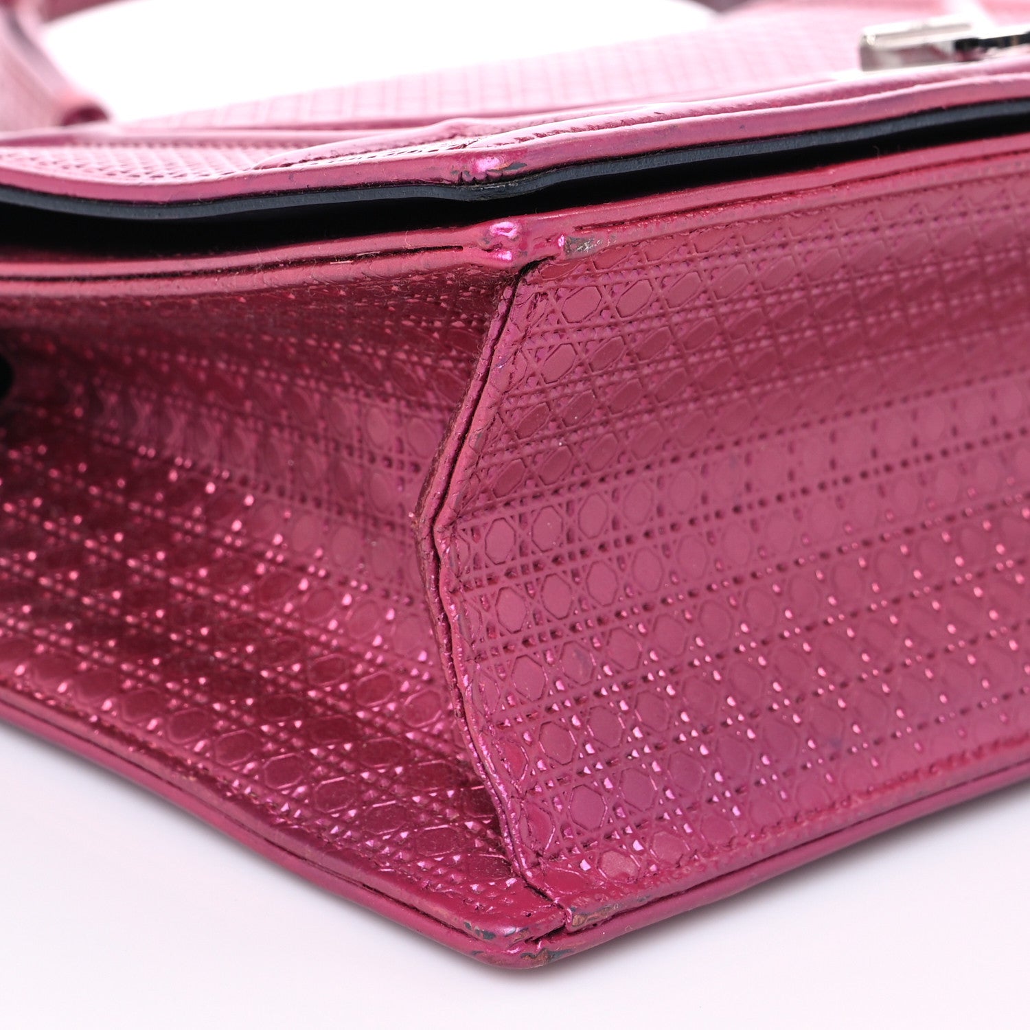 Christian Dior Metallic Patent Micro-Cannage Medium Diorama Flap Bag Pink 6 of 12