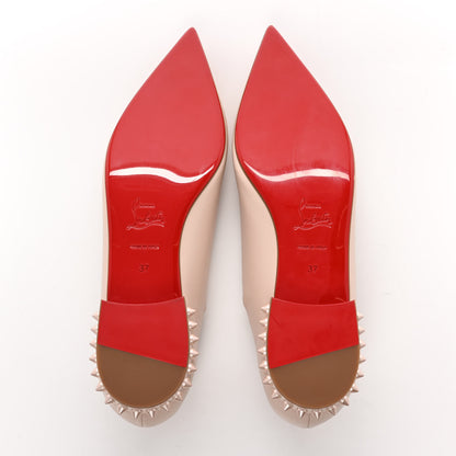 Christian Louboutin Nappa Conclusive Spike Ankle Strap Ballerina Flats 37 Leche 6 of 14