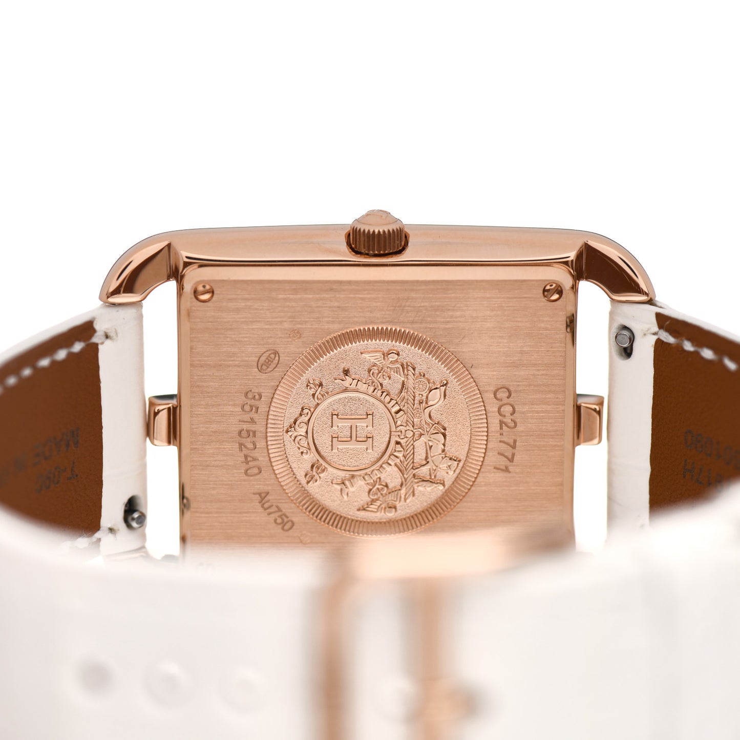 18K Rose Gold Alligator Diamond Bezel Mother of Pearl 29mm Cape Cod Quartz Watch Blanc