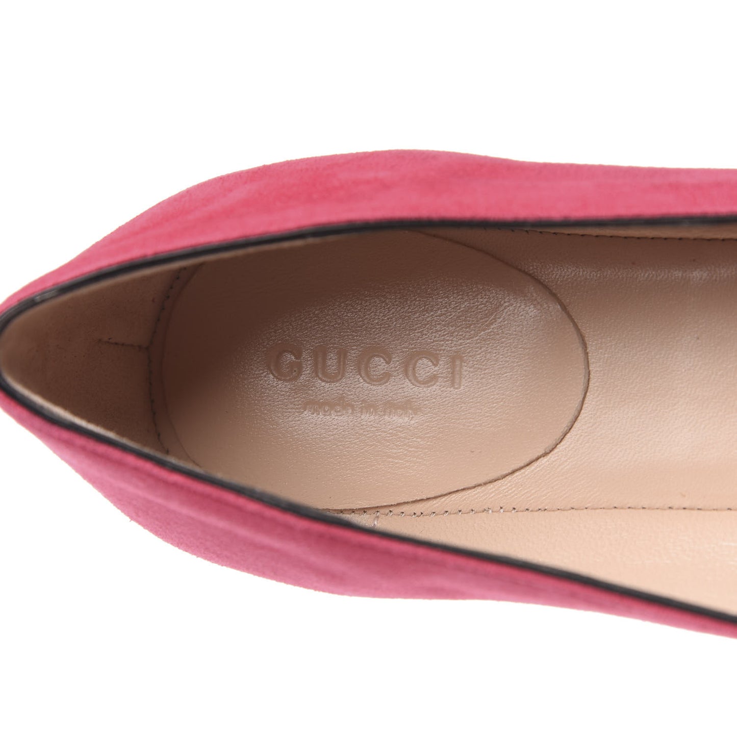Kid Scamosciato GG Marmont Fringe Flats 36 Hot Pink