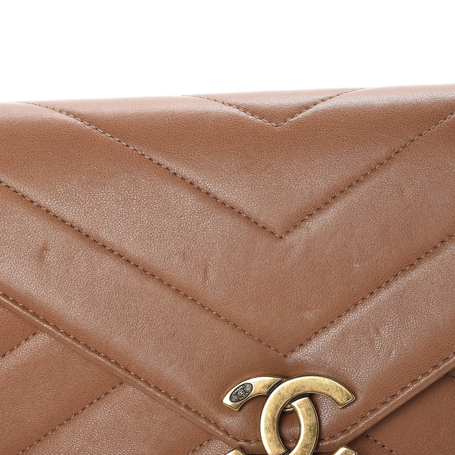Chanel Lambskin Chevron Mini Coco Envelope Flap Beige 7 of 16