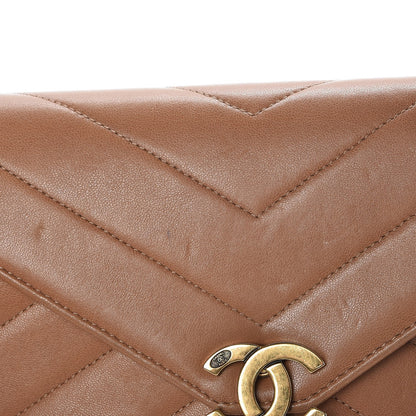 Chanel Lambskin Chevron Mini Coco Envelope Flap Beige 7 of 16