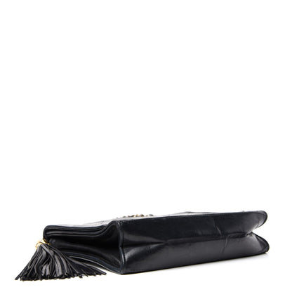 Chanel Lambskin Quilted CC Tassel Shoulder Flap Bag Black 4 of 11