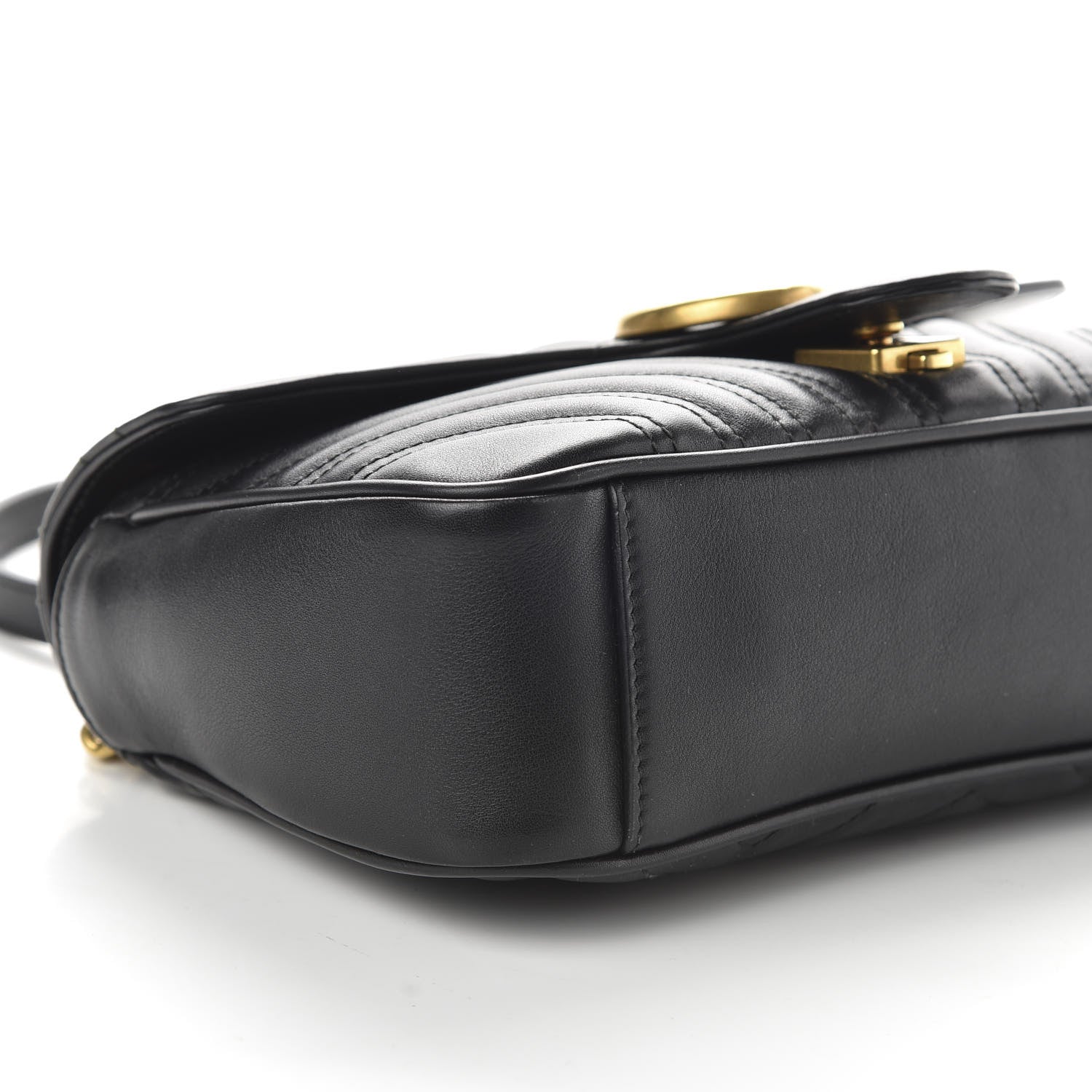 Gucci Calfskin Matelasse Small GG Marmont Shoulder Bag Black 6 of 10