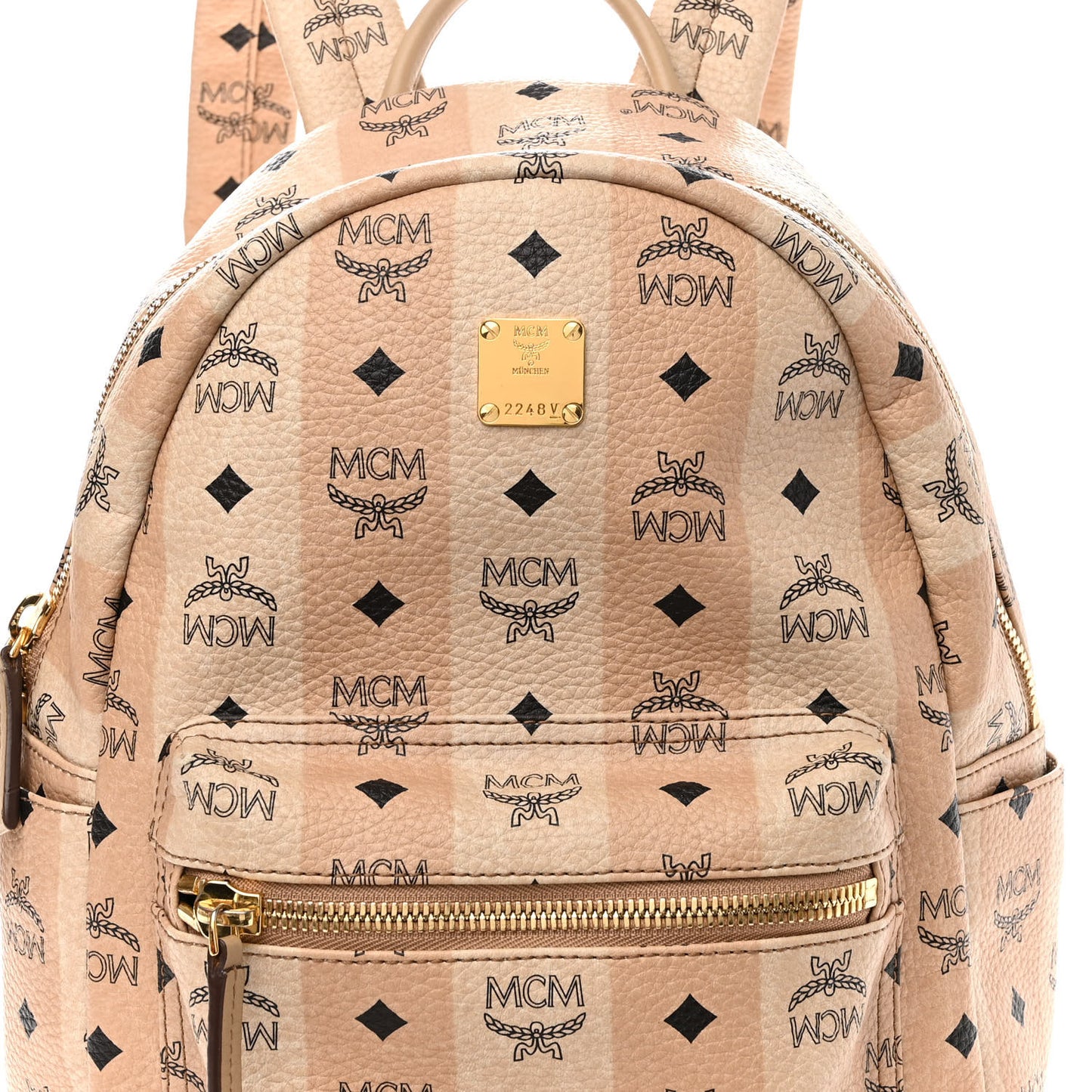 Striped Visetos Small Stark Backpack Beige