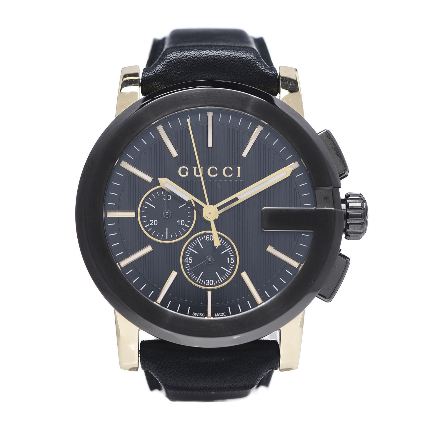 PVD Stainless Steel Calfskin 44mm G-Chrono Quartz Watch Black