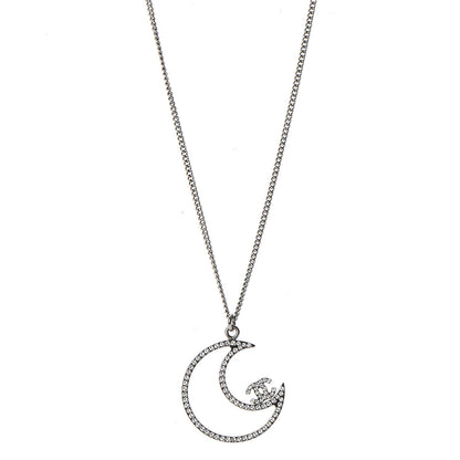Chanel Ruthenium Crystal CC Moon Pendant Necklace 1 of 7