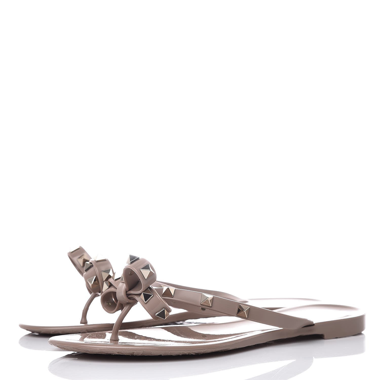 Valentino Garavani PVC Jelly Rockstud Bow Thong Sandals 38 Poudre 3 of 8