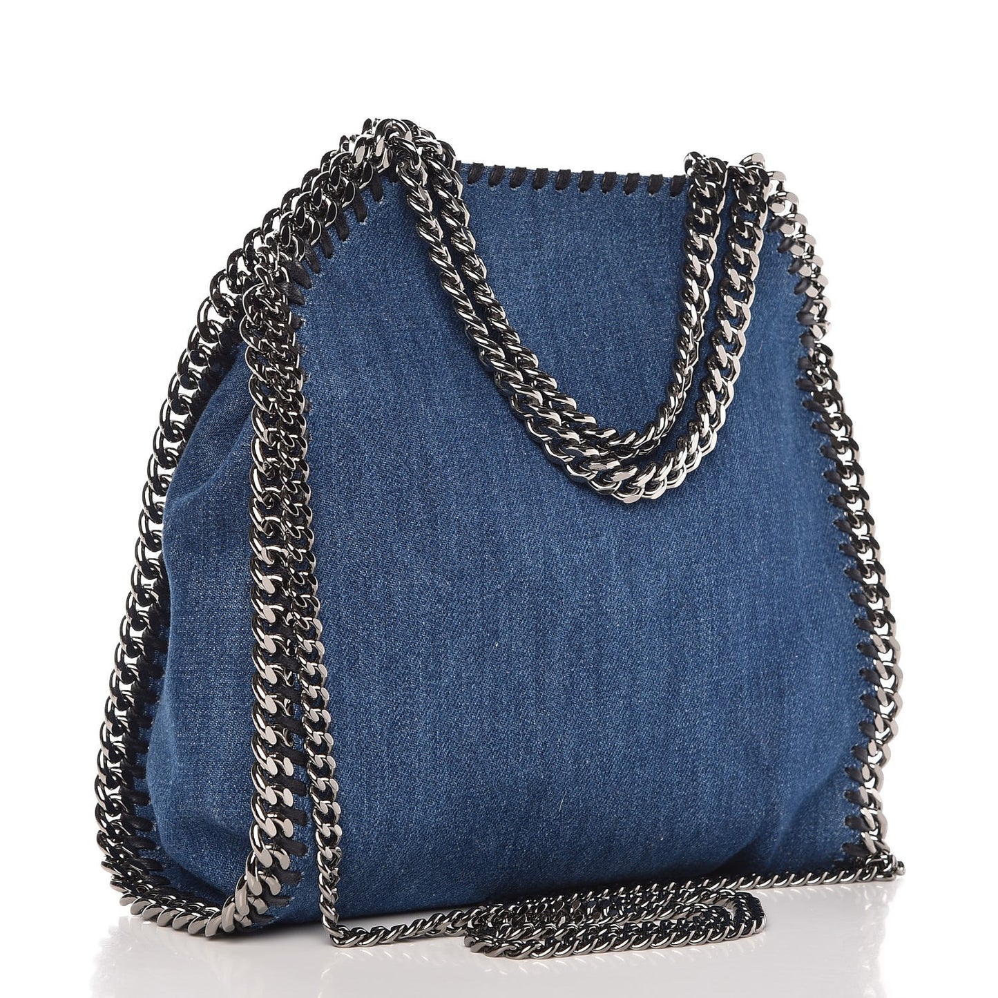 Eco Denim Embroidered Mini Falabella Tote Cerulean