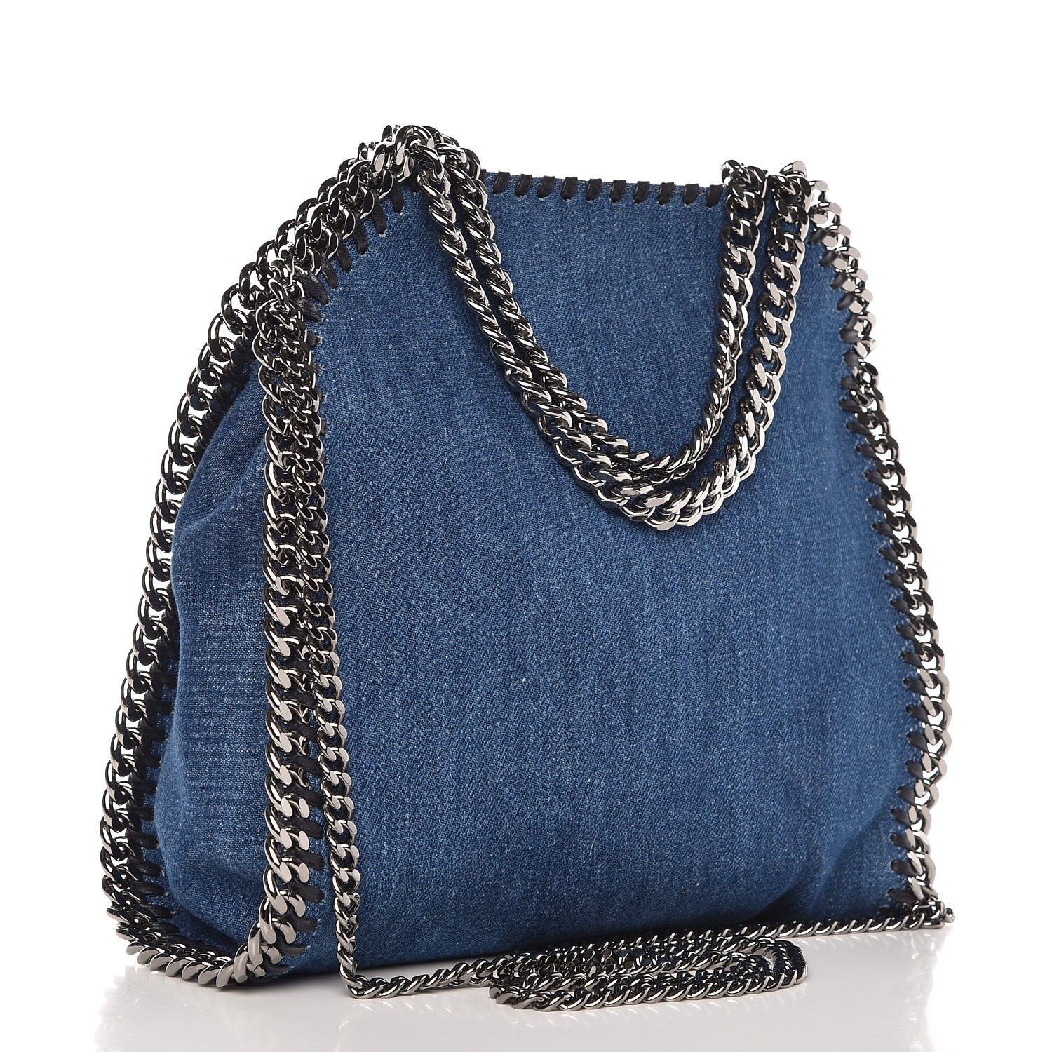 Stella McCartney Eco Denim Embroidered Mini Falabella Tote Cerulean 4 of 7