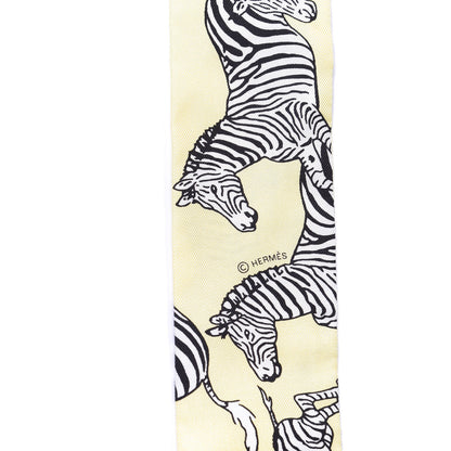Hermes Silk Les Zebres Twilly Jaune Soufre Black 4 of 4