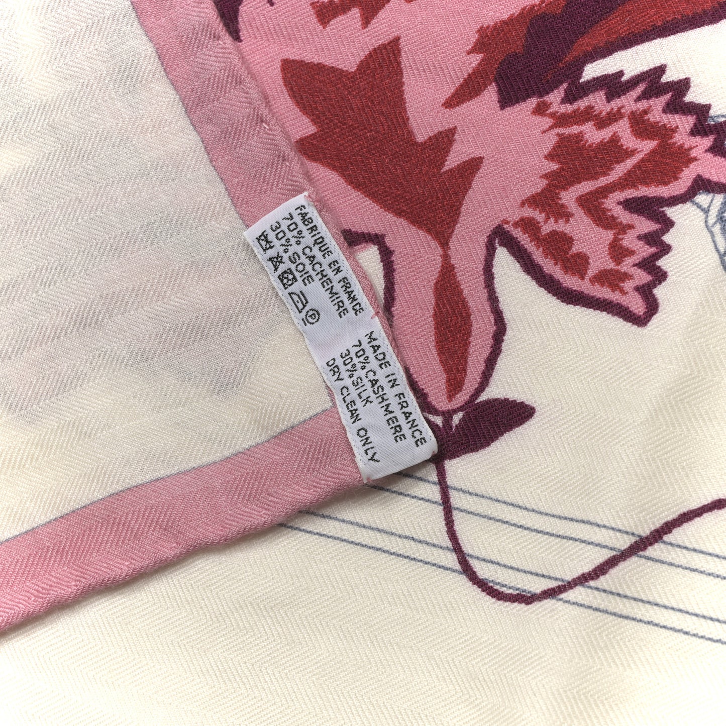 Cashmere Silk Cavalcadour Shawl 140 Blanc Violet Rose