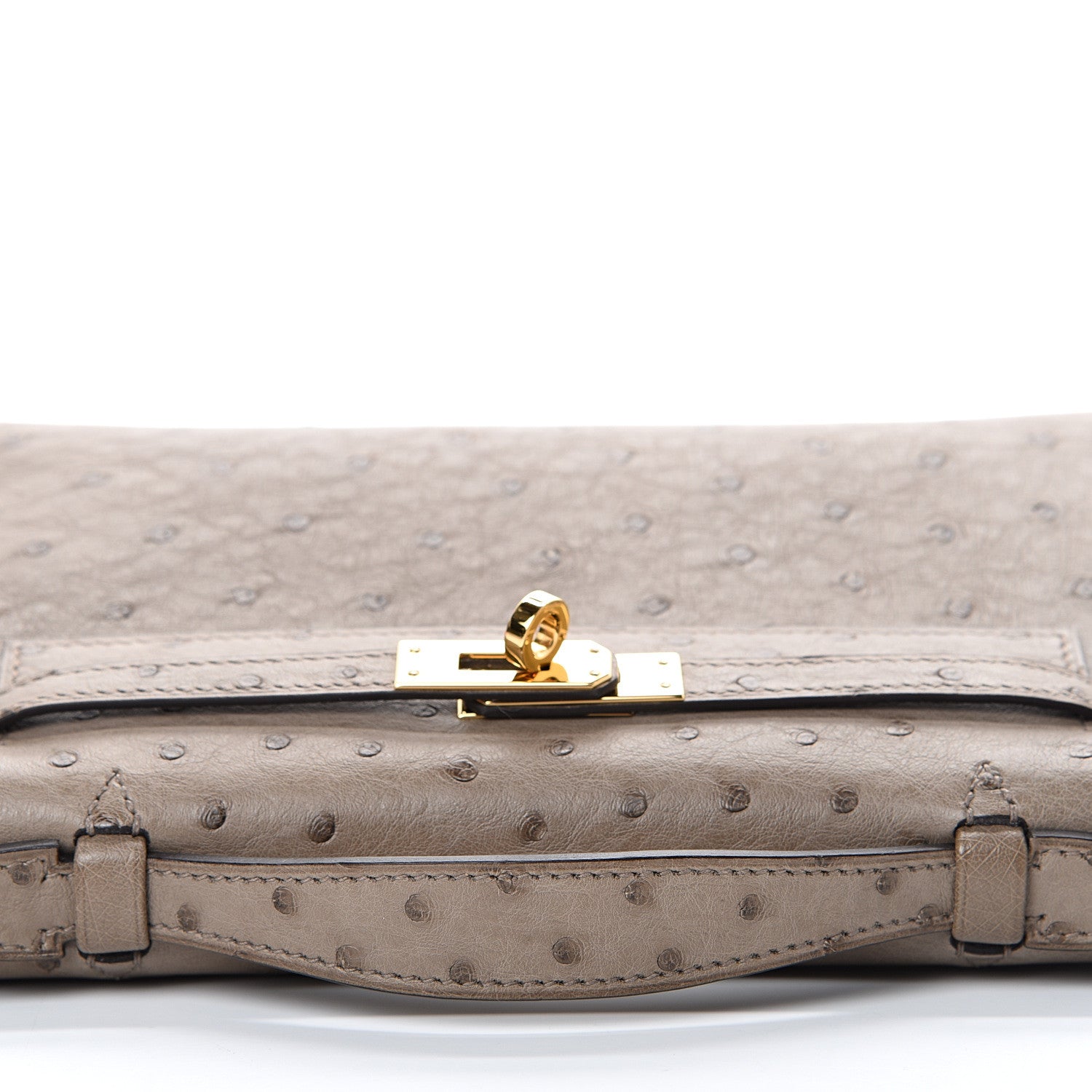 Hermes Ostrich Kelly Pochette Clutch Gris Asphalte 9 of 24