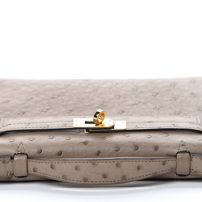Hermes Ostrich Kelly Pochette Clutch Gris Asphalte 9 of 24