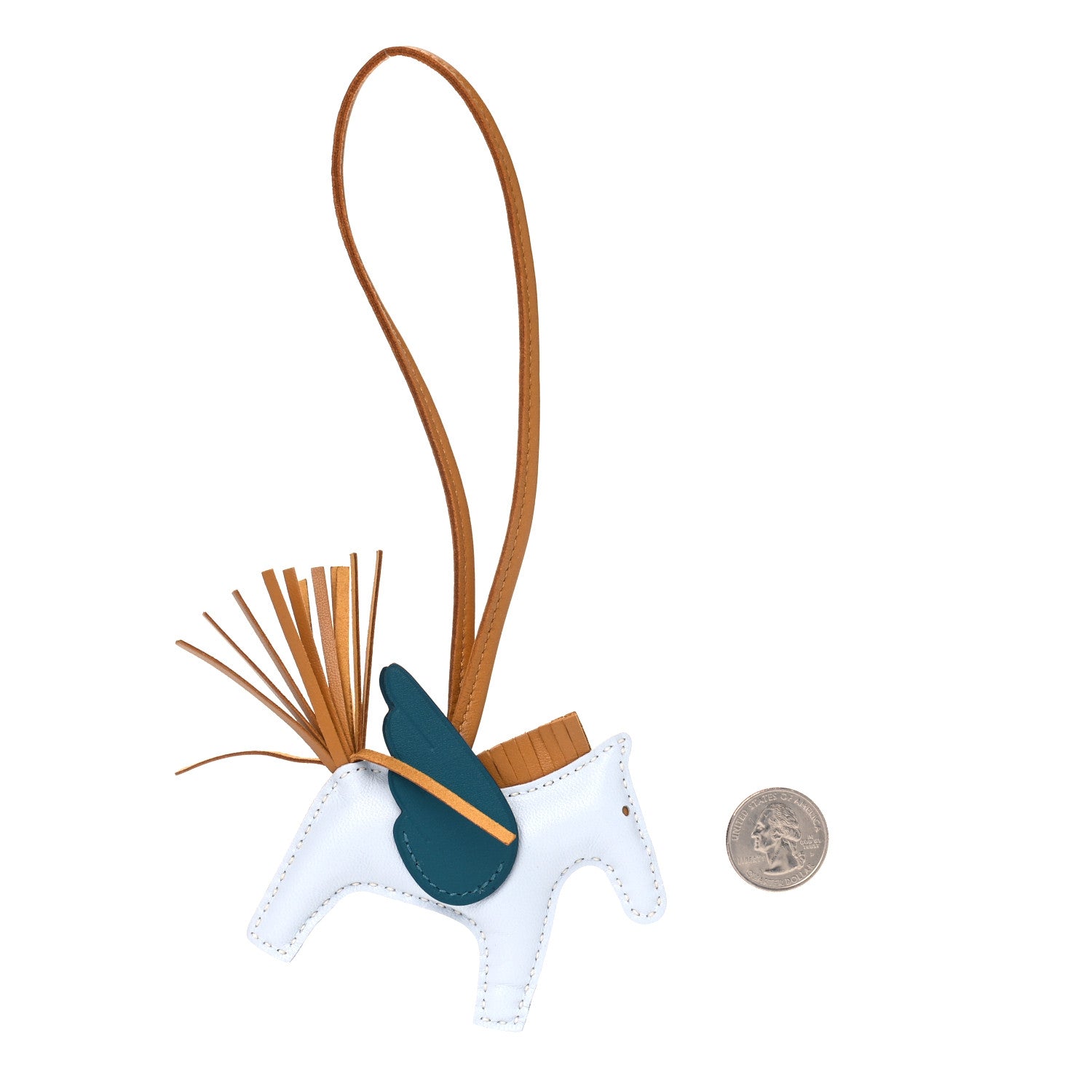Hermes Milo Lambskin Grigri Rodeo Pegase Horse Bag Charm PM Bleu Brume Sesame Vert Bosphore 2 of 4