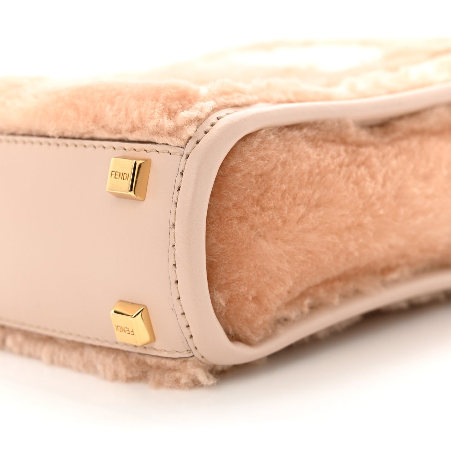 Shearling Plexiglass FF Mini Fendi Sunshine Shopper Soap White