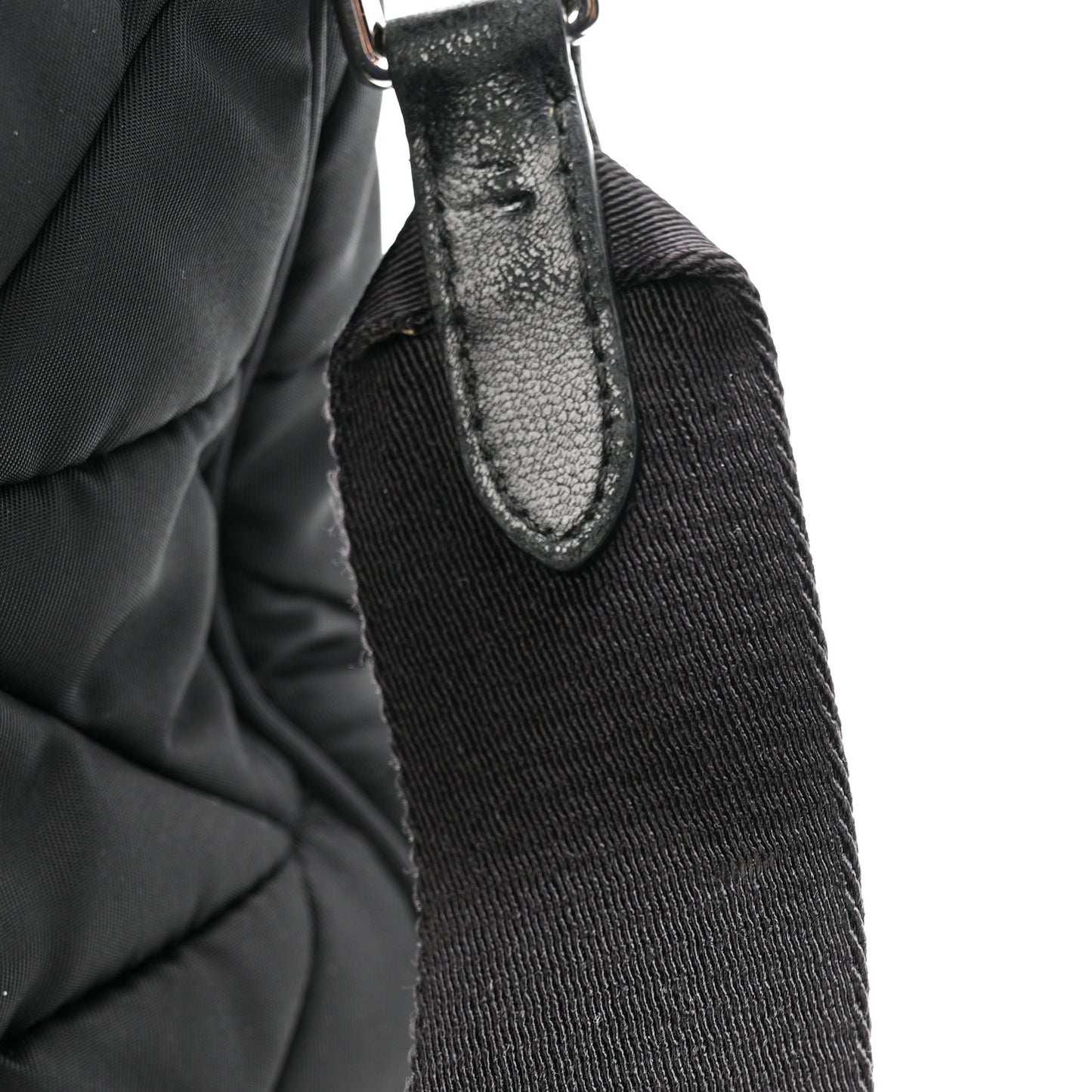 Re-Nylon Quilted Padded Flap Shoulder Bag Black