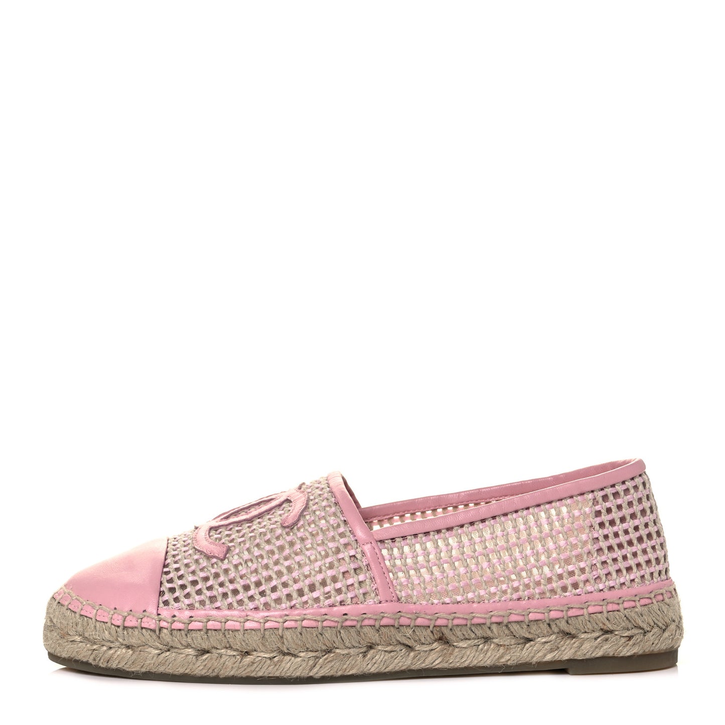 Mesh Lambskin CC Espadrilles 39 Light Pink Beige
