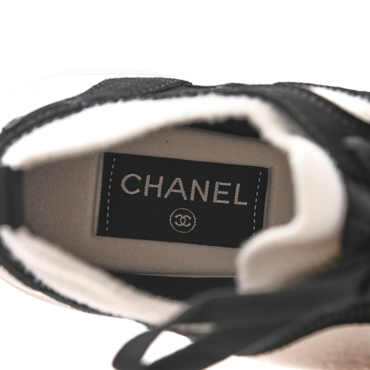 Chanel Fabric Suede Calfskin CC Sneakers 37 White Black 6 of 7