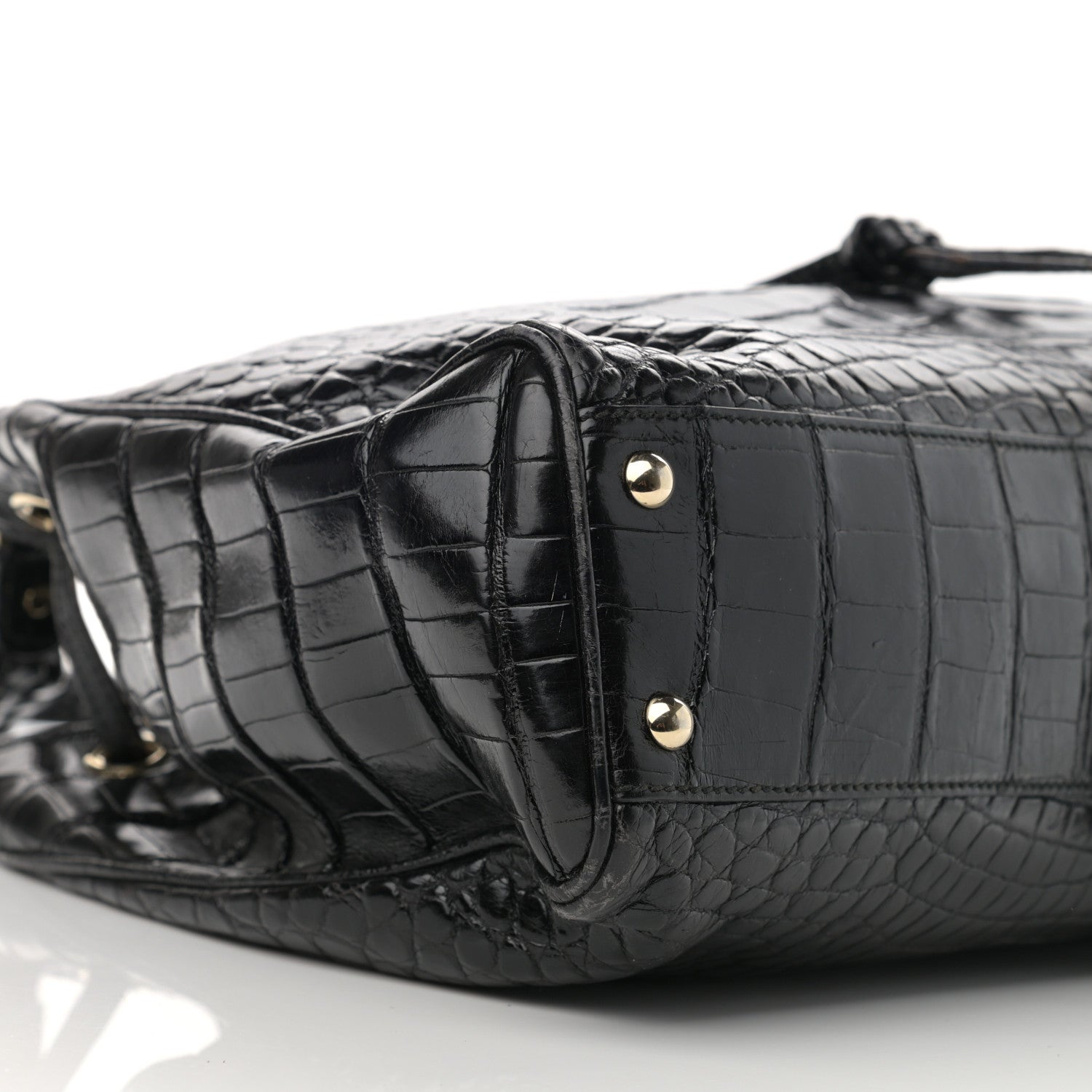 Gucci Crocodile Peggy Braided Tote Black 9 of 12
