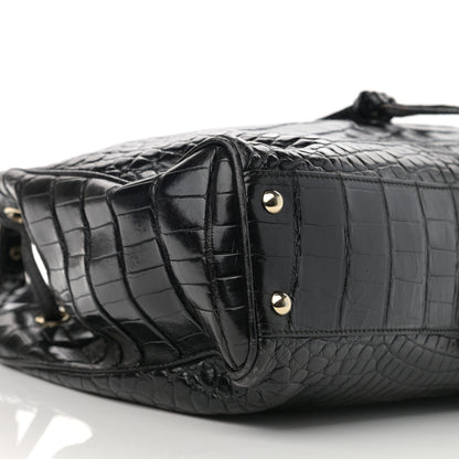 Gucci Crocodile Peggy Braided Tote Black 9 of 12