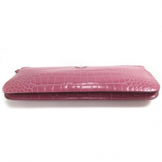 Crocodile Embossed Clutch Pink