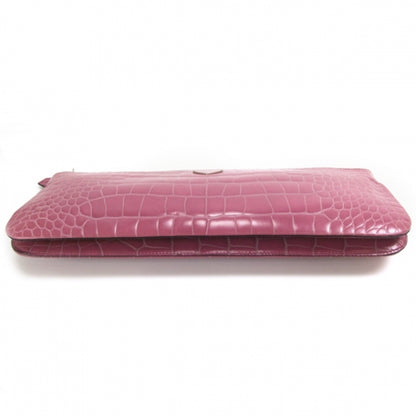 Prada Crocodile Embossed Clutch Pink 4 of 8