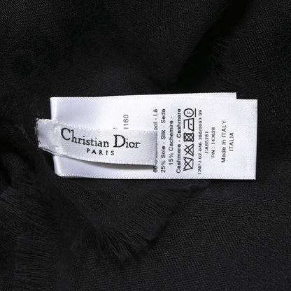 Christian Dior Wool Silk Cashmere Oblique Shawl Black 2 of 3