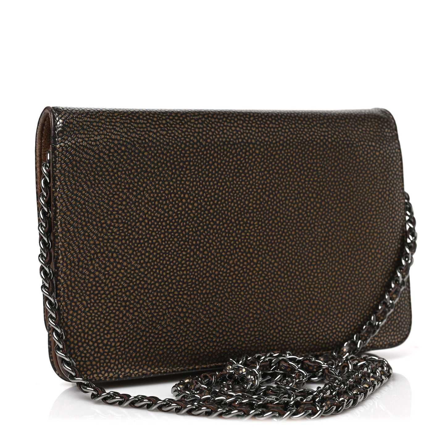 Metallic Caviar Timeless CC Wallet on Chain WOC Bronze