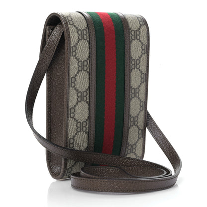 Gucci X BALENCIAGA BB Supreme Monogram Web Ophidia Phone Crossbody Bag Beige New Acero 3 of 8