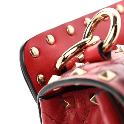 Valentino Garavani Nappa Lettering Print Medium Rockstud Spike Shoulder Bag Red Pink 12 of 13