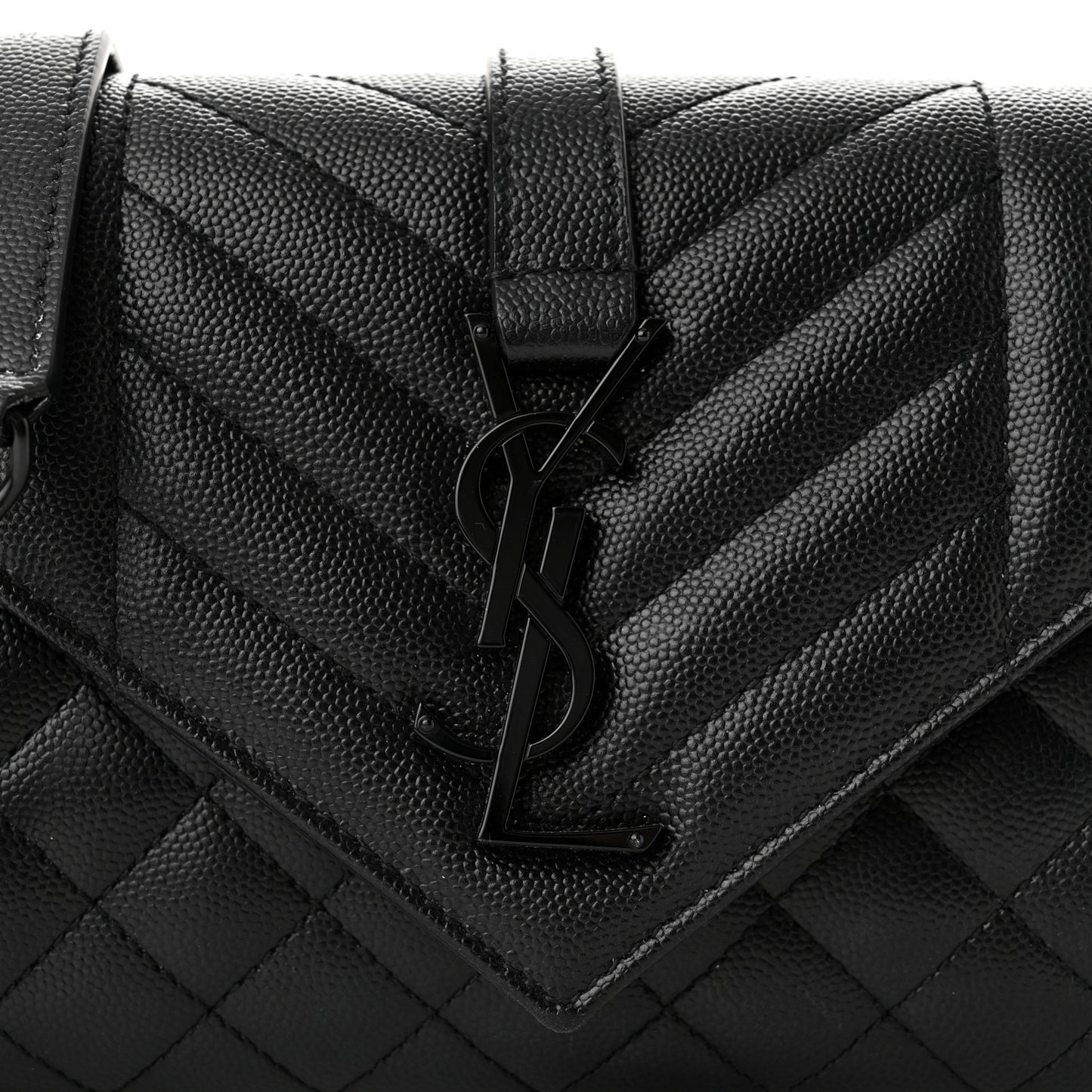 Grain De Poudre Textured Mixed Matelasse Triquilt Small Monogram Monochrome Satchel Black
