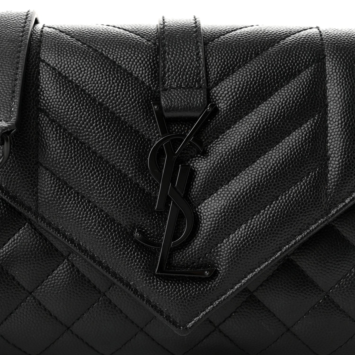 Saint Laurent Grain De Poudre Textured Mixed Matelasse Triquilt Small Monogram Monochrome Satchel Black 7 of 10