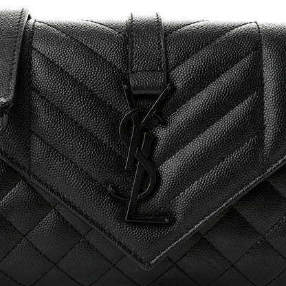 Saint Laurent Grain De Poudre Textured Mixed Matelasse Triquilt Small Monogram Monochrome Satchel Black 7 of 10