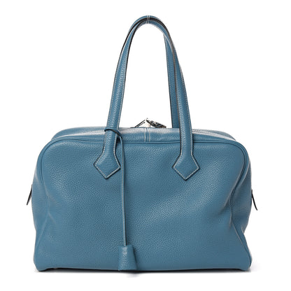 Hermes Taurillon Clemence Victoria II 35 Blue Jean 1 of 10