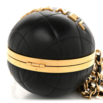 Chanel Lambskin Quilted Sphere Minaudiere Chain Clutch Black 10 of 10