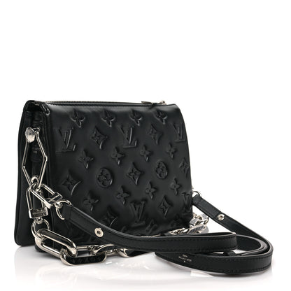 Louis Vuitton Lambskin Monogram Crystal Embossed Embellished Coussin BB Black 2 of 6
