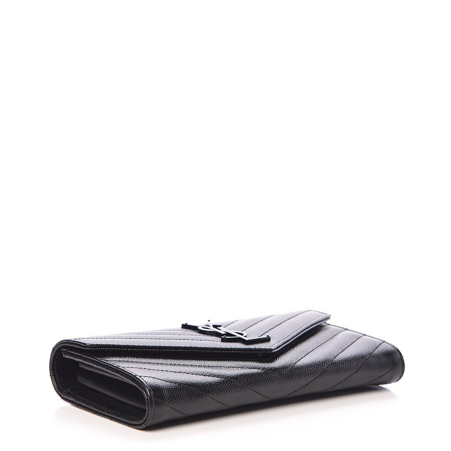 Grain De Poudre Matelasse Chevron Monogram Flap Wallet Black