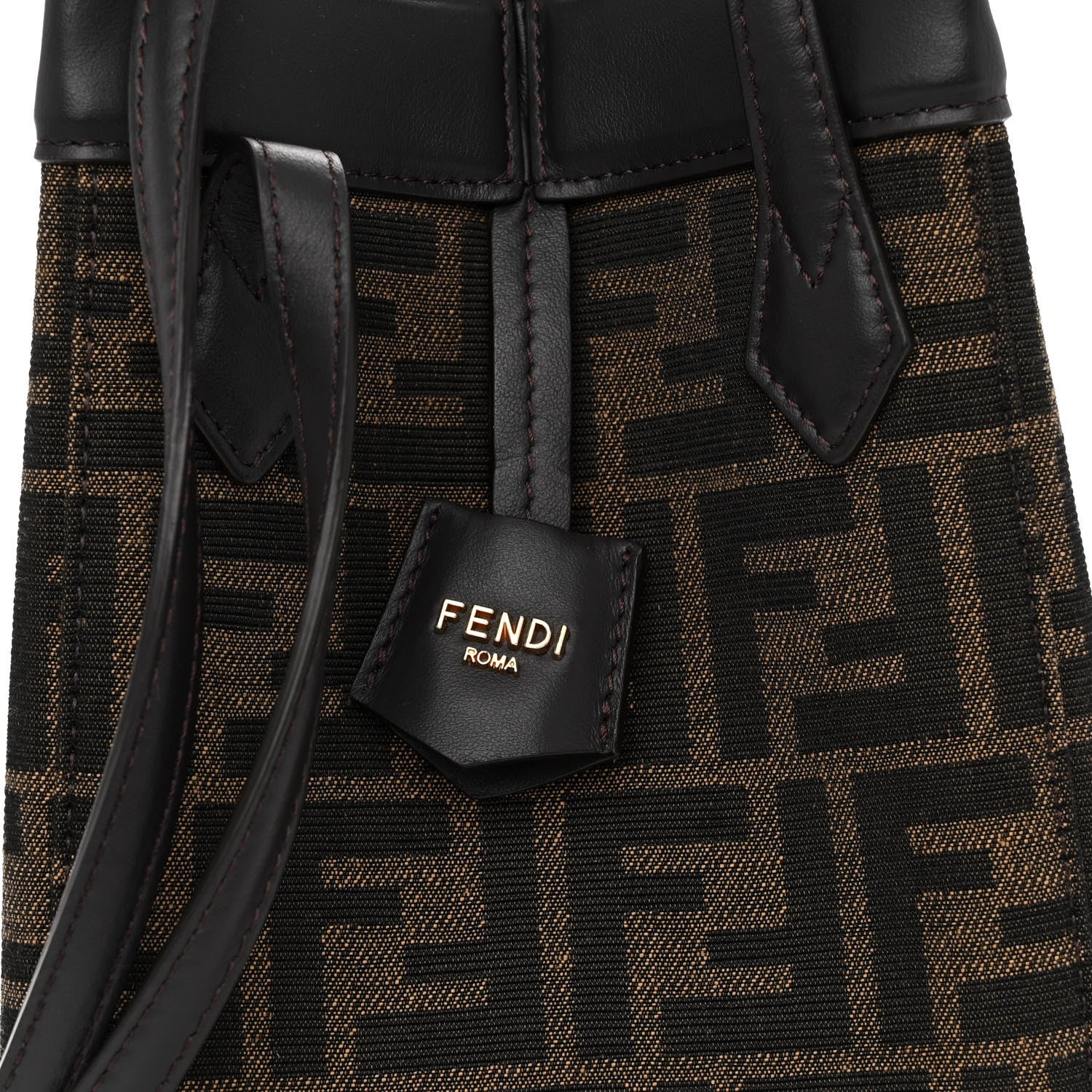 Fendi Fabric Jacquard Vitello Grace FF 1974 Mini Fendi Origami Tobacco Moro Ebano 7 of 9
