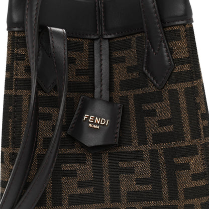 Fendi Fabric Jacquard Vitello Grace FF 1974 Mini Fendi Origami Tobacco Moro Ebano 7 of 9