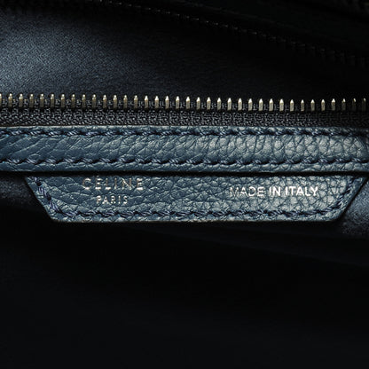 Celine Drummed Calfskin Mini Luggage Navy Blue 6 of 8