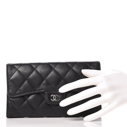 Chanel Lambskin Quilted Large Flap Wallet Black 2 of 20