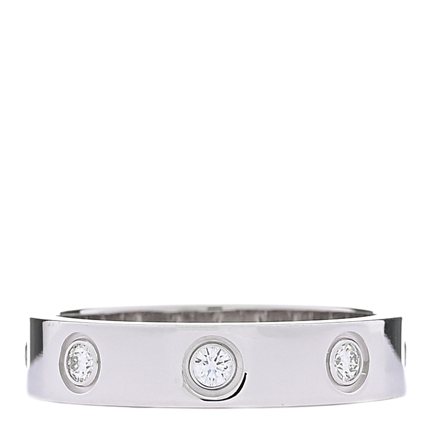 18K White Gold 8 Diamond 4mm LOVE Wedding Band Ring 48 4.5