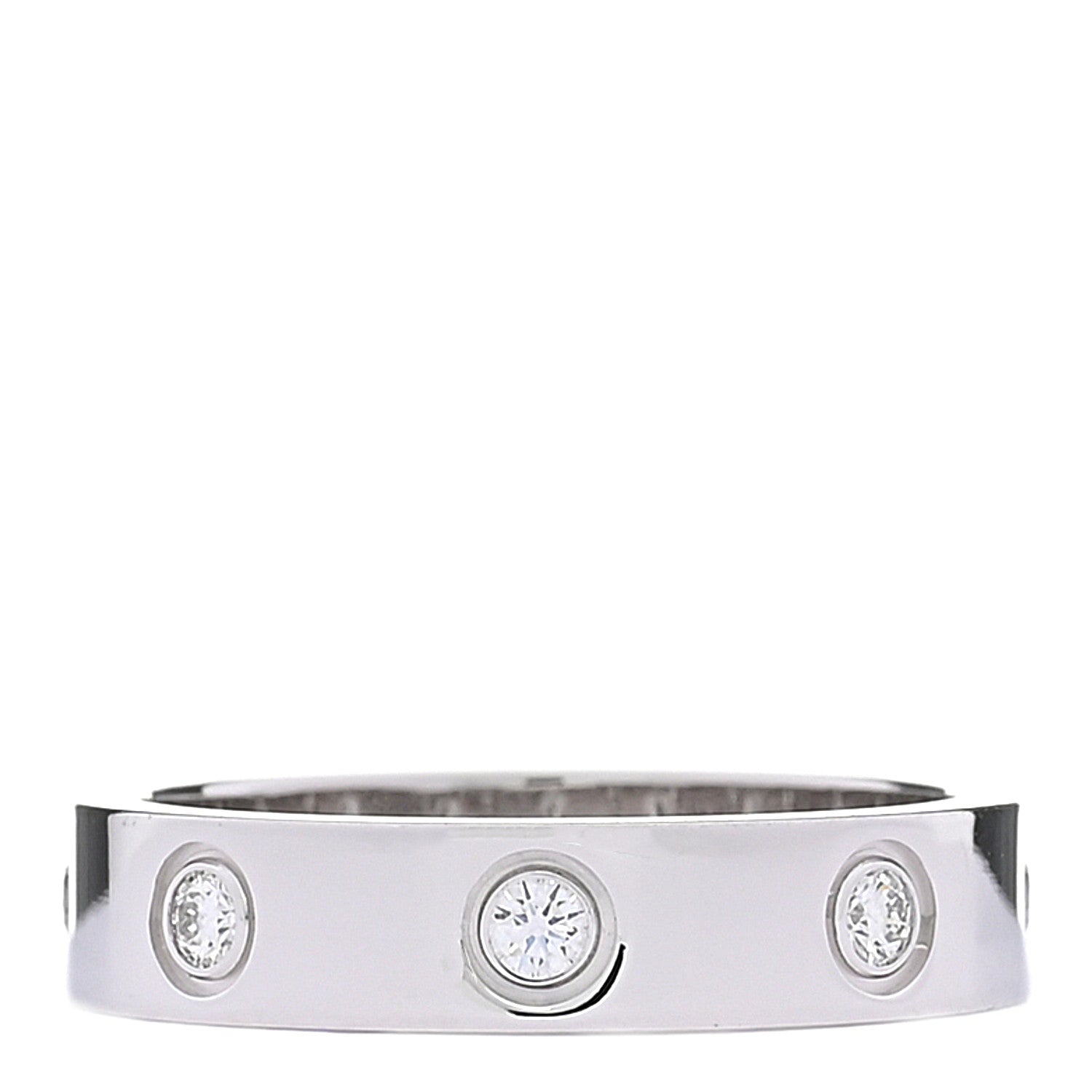 Cartier 18K White Gold 8 Diamond 4mm LOVE Wedding Band Ring 48 4.5 6 of 8