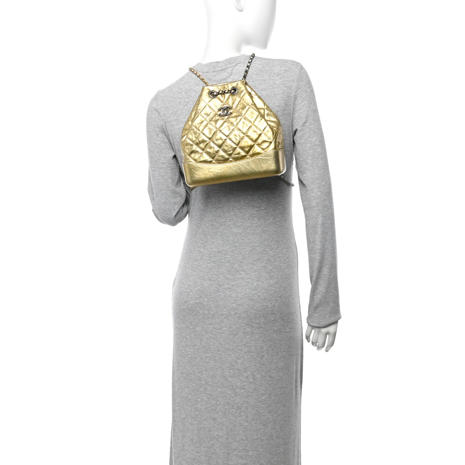 Chanel Metallic Lambskin Small Quilted Gabrielle Backpack Gold 2 of 10